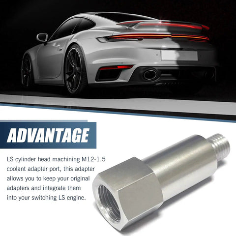 Car Cooling Water Temperature Adapter From M12x1.5 Male To 3/8 NPT Female, alloy extension with gasket, universal for LS engine swaps