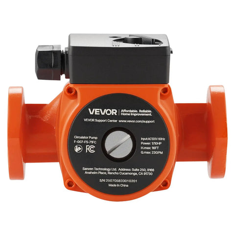 Hardcore Cast Iron Circulator Pump Moving 23 Gpm Through Home Plumbing Systems with orange housing and control panel.