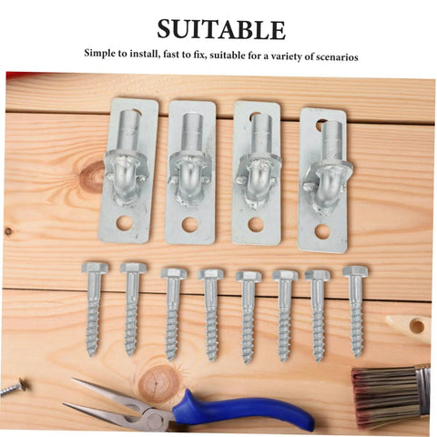 Tough As Nails Four Pack Wall Mount Fence Hinge Kit For Barn Doors And Outdoor Gate Posts Featuring Genuine Galvanized Steel Build with screws.