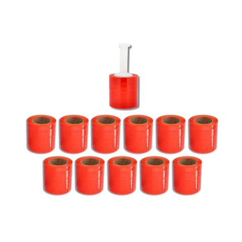 Tough As Nails Heavy Duty 5 Inch Stretch Wrap 12 Pack With Quick Grip Handle 1000 Feet Rolls 80 Gauge Dark Orange Plastic Cling.