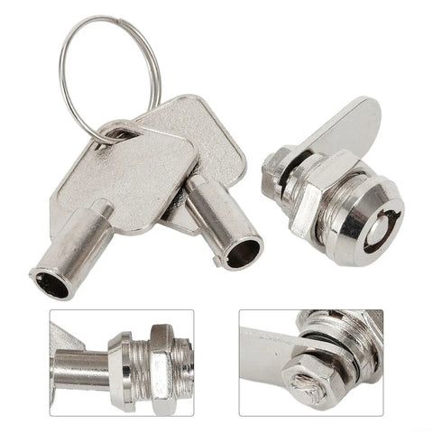Cam Lock Set For Cabinets Mailboxes And RV Doors Keyed Alike Zinc Alloy Cylinder With Keys shown with close-up details