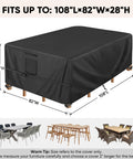 Outdoor Furniture Covers Waterproof Heavy Duty 420D Oxford Table Chair Sofa Desk Cover for All Weather Protection UV Resistant And Dust Rain Snow Proof Black 108 L X 82 W X 28 H shown covering furniture