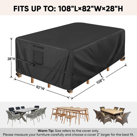 Outdoor Furniture Covers Waterproof Heavy Duty 420D Oxford Table Chair Sofa Desk Cover for All Weather Protection UV Resistant And Dust Rain Snow Proof Black 108 L X 82 W X 28 H shown covering furniture