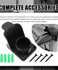 Outdoor EV Charger Wall Mount With Rain Cover And Cable Hanger, Waterproof SAE J1772 Holder shown with screws and holders.