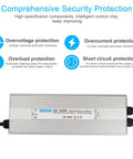 Rugged Waterproof LED Driver 24V 1600W Power Supply IP67 DC Output For Outdoor Lighting, Silent Operation 90 130V AC Input 50 60Hz 91 Percent Efficient LED Power Supply with protection icons