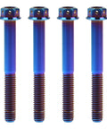 Burnt Blue Titanium M6x60 Flange Hex Head Bolts For Motorcycle Brake Calipers And Bicycle Frames 6AL4V Grade 5 pack of 4