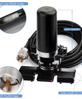 Mobile Ham Radio Antenna Dual Band VHF UHF 136-174 MHz 400-470 MHz with Lip Mount and UHF PL259 Male Connector