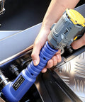 Heavy Duty Pneumatic 1/2 Inch Right Angle Impact Wrench in hand, designed for tight spaces and heavy duty tasks.