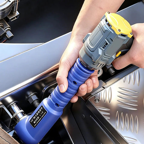 Heavy Duty Pneumatic 1/2 Inch Right Angle Impact Wrench in hand, designed for tight spaces and heavy duty tasks.