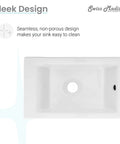 Voltaire Sleek Wall Hung Sink in glossy white, top view showing seamless non-porous ceramic surface for modern bathrooms.