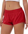 Ultra Lightweight Women Running Shorts With Quick Dry Fabric Built In Liner And Zipper Pocket For Essentials Adjustable Elastic Waistband Red