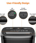 Built Tough Cross Cut Shredder For Paper And Credit Cards With Bulletproof P Four Security showing user-friendly controls and indicators.