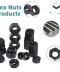 240Pcs Grade 8 Hex Bolts Nuts Washers Assortment Kit With SAE Coarse Thread Black Oxide Fasteners Set For DIY Projects And Auto Repair Durable Precise Thread Design Rugged Ready To Use Hardware Gearhead Approved hex nuts