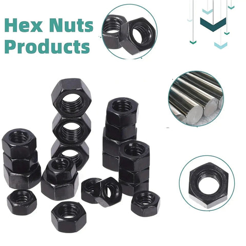 240Pcs Grade 8 Hex Bolts Nuts Washers Assortment Kit With SAE Coarse Thread Black Oxide Fasteners Set For DIY Projects And Auto Repair Durable Precise Thread Design Rugged Ready To Use Hardware Gearhead Approved hex nuts