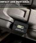 Vibration Activated Hour Meter for Motorcycles, Generators, and Compressors, Waterproof Digital LCD Time Counter with Maintenance Reminder, Tiny Durable Gauge for Service Intervals and Wear Tracking on black ABS housing