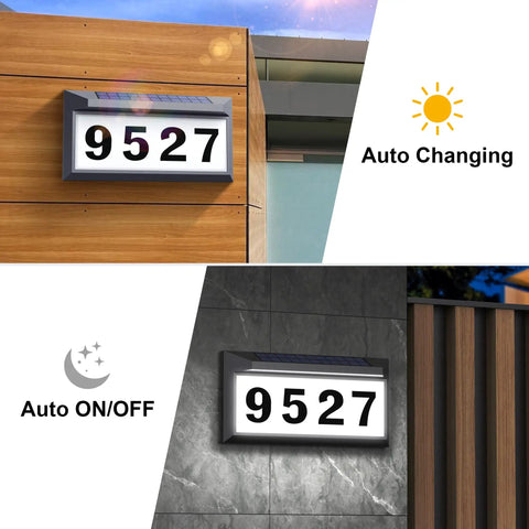 Solar Powered Address Sign With Bright LED House Numbers, Outdoor Waterproof Plaque For Exterior Walls, No Fuss Nighttime Visibility