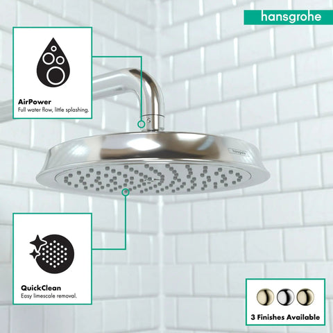 Raindance C 180 AIR Shower Head In Chrome With RainAir Spray Up To 2.5 GPM For A Plush Spa Vibe Rain Shower Experience