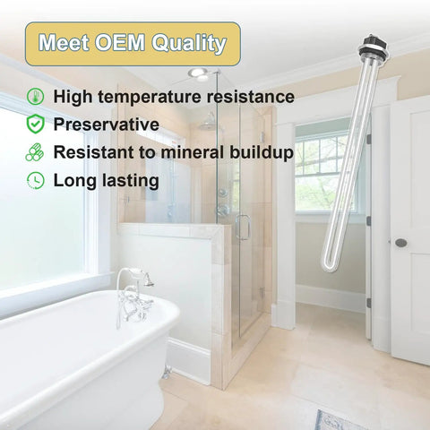Water Heater Element Replacement 4500W 240V Screw In For Electric Water Heaters 2 Pack With Gasket showcased in bathroom setting