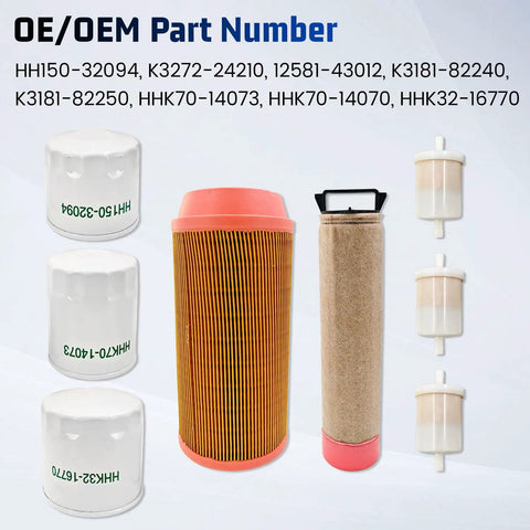 Heavy Duty Filter Kit For Kubota ZD1211 ZD1511 Direct Replacement With OEM Numbers HH150-32094 K3272-24210 12581-43012
