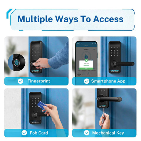 Slick Keyless Entry Smart Door Lock With Digital Fingerprint Keypad And Smartphone App Control For Exterior Security Doors Smooth Retrofit Deadbolt Lever No Sweat Setup