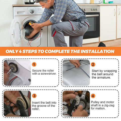 Man installing Upgraded 4392065 Dryer Repair Kit for 29 Inch Dryers with step-by-step instructions.
