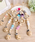 Unpainted Faceted Geometric Wood Beads 16mm With 3.5mm Holes Natural Color For DIY Jewelry Making 100 Pieces Dope For Necklaces Keychains And Crafts Assortment displayed with colorful accents