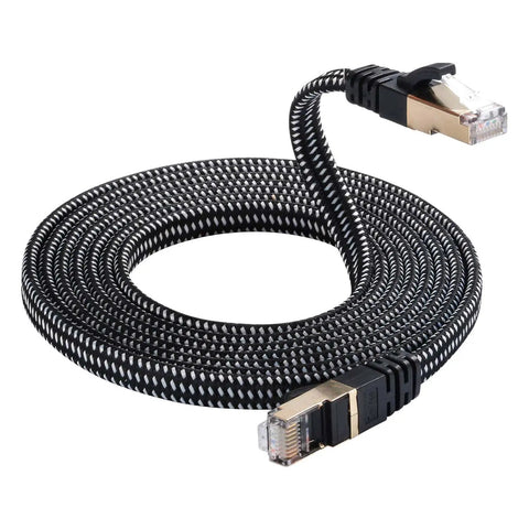 10ft Cat 8 Ethernet Cable High Speed Network Cable With RJ45 Connectors For Printer Router And Gaming Console Ultra Fast 2000MHz Bandwidth Up To 40Gbps Braided Nylon Beefy Durability And Dirt Resistant Design.