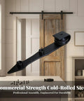 Rock Solid Heavy Duty Sliding Barn Door Hardware Roller With Slick Steel Track And Smooth Gliding Pulley For No Sweat Interior Room Dividers And Weekend Reno Jobs, featuring black cold-rolled steel.