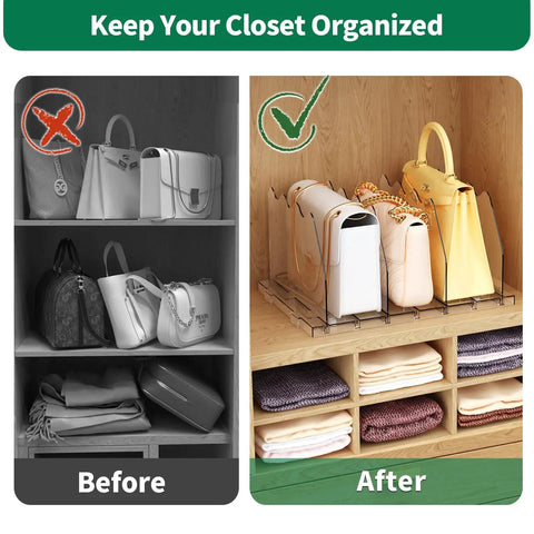 Adjustable Clear Acrylic Shelf Dividers For Closet, Game Changing Purse Organizers And Handbag Separators, Smart Bookshelf Spacers That Cut Down Clutter And Save Serious Space In Bedroom Or Office