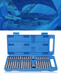 Top Notch 40 Pc Hex Star Torx Spline Bit Set With 1/2 And 3/8 Inch Drive Crank Tool Kit Built From Durable Alloy Steel For Heavy Duty Jobs Fast Bit Swaps And Handy Blow Molded Case Storage, blue case open
