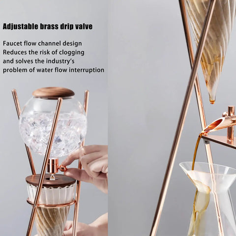 Premium Smooth Cold Brew Drip Tower With Sturdy Stainless Steel Stand Adjustable Flow Controller iced coffee maker with brass drip valve