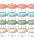 16 Pack 4 Ounce Reusable Plastic Jars With Lids For Snacks And Purees On The Go Salad Dressing Containers Deli Storage Freezer Baby Food Containers Dishwasher Safe And BPA Free