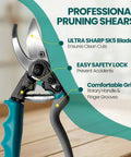 Heavy Duty Pruning Shears With Kinetic Swivel Handle For No Sweat Garden Trimming, Arthritis Friendly Bypass Clippers, SK5 Blade