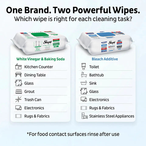 Packaging of XL All Purpose Cleaning Wipes 100 Count No Streak Natural Vinegar And Baking Soda Formula Jumbo 8x8 Inches