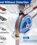 1/2 Inch Od 180 Degree Roller Tubing Bender For Copper Pipe With Smooth Ball Bearing Rollers Cross Free Bending Tool For Tight Space Plumbing Projects Precision Laser Cut Groove No Flat Spots with blue dial and copper pipe
