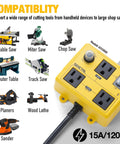 SENCTRL Automatic Vacuum Switch for Power Tools, yellow control box with 120V outlets and on/auto/off switch