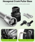 Image showing hexagonal crank puller base, part of All In One Bike Crank Puller Kit With 8 Tooth Socket Wrench And Top Cap.