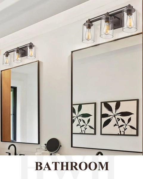 Industrial 3 Light Vanity Light Fixture For Bathroom Over Mirror In Oil Rubbed Bronze Finish Dope Farmhouse Style Wall Sconce