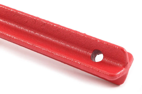 Close-up of Pro Grade Bench Grinding Wheel Dresser 10-1/2 Inch with red handle and bolt hole for secure fitting.