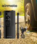 Backup Spare Tire Inflator Accessory Kit for Portable Air Compressor With Schrader and Presta Adapters shown near a car tire