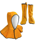 Leather Welding Hood Caps With Neck Drapes And Fireproof Shoe Covers for welding safety, spark proof, heat and abrasion resistant