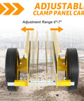 Adjustable clamp of Heavy Duty Door Cart With 800 Lbs Load Capacity And 10 Inch Wheels for drywall sheets shown