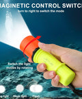 Hand holding Beast 400 Lumen Underwater Dive Light for Scuba Diving and Snorkeling IPX8 waterproof flashlight with 3 modes.