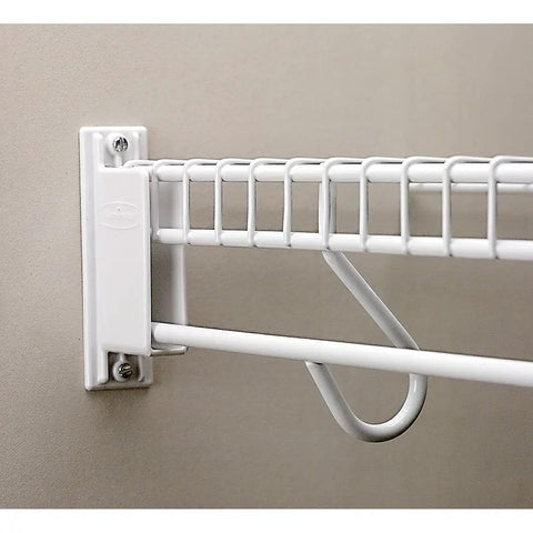 Wall Mount Bracket With Free Slide Shelving, White Plastic, Two And A Half Inch Height, Three And Eleven Sixteenth Inch Width, Four And A Half Inch Length, Epoxy Steel Frame, Lightweight And Strong, Ventilated Design For Air Circulation mounted on wall