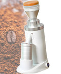 Grab This Top Shelf Coffee Bean Grinder With Adjustable 300 To 1500 Rpm And Timer For Espresso Cold Brew Stepless Burr Mill in white.