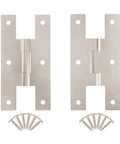 Heavy Duty Satin Nickel H Hinges For Cabinet Doors Flush Mount Style Solid Steel Build 3 Inch By 1 5 8 Inch Pack Of 8 close-up with included screws
