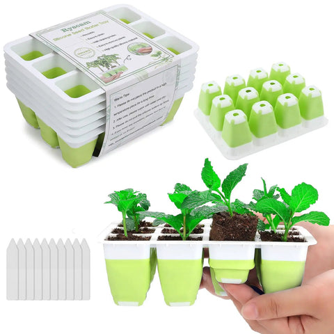 Reusable Seed Starter Kit With 72 Cell Silicone Seedling Trays Flexible Pop Out Cells for Indoor Gardening with seedlings