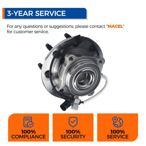 Beefed Up Front Wheel Hub Bearing Assembly 515086 Fits 2001 To 2007 Chevy Avalanche Silverado 1500 2500 3500HD Classic Suburban 2500 3500 GMC Sierra 1500 2500 3500 HD Classic Yukon XL 2500 RWD displayed with service icons