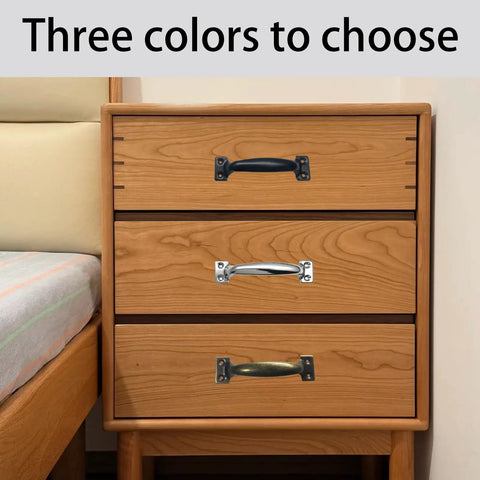 2 Pack 5 Inch Black Metal Vintage Barn Door Pull Cabinet Handle Set on wooden drawer with three color options