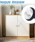 Totally Fresh White And Black Marble Crystal Cabinet Knobs Mushroom Drawer Pulls For Kitchen Bathroom Decor on a modern cabinet.